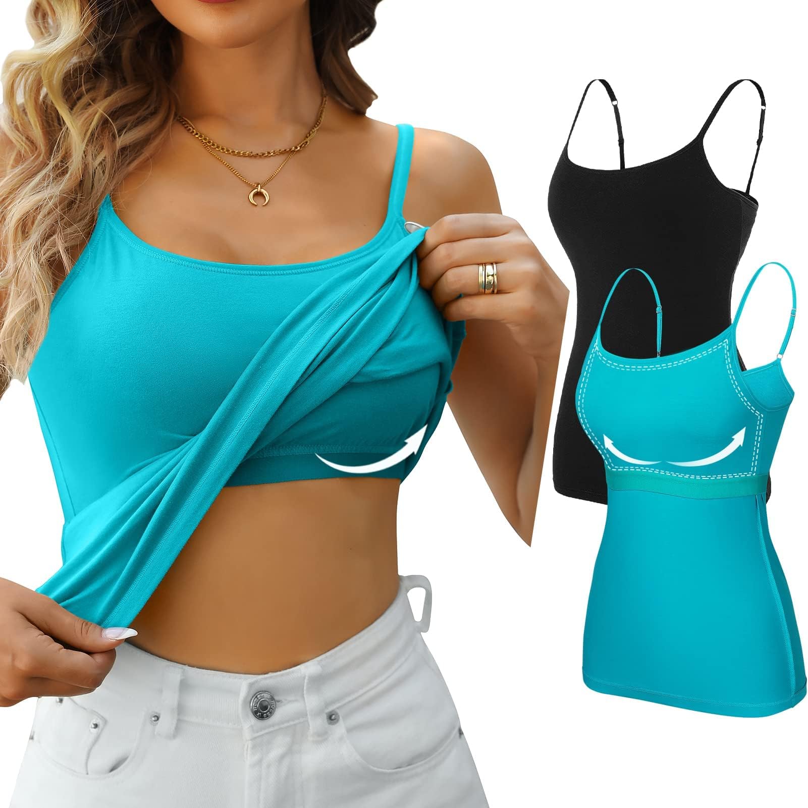 CharmLeaksWomens Cotton Camisole Sleeveless Cami Vest Top Yoga Tank Tops
