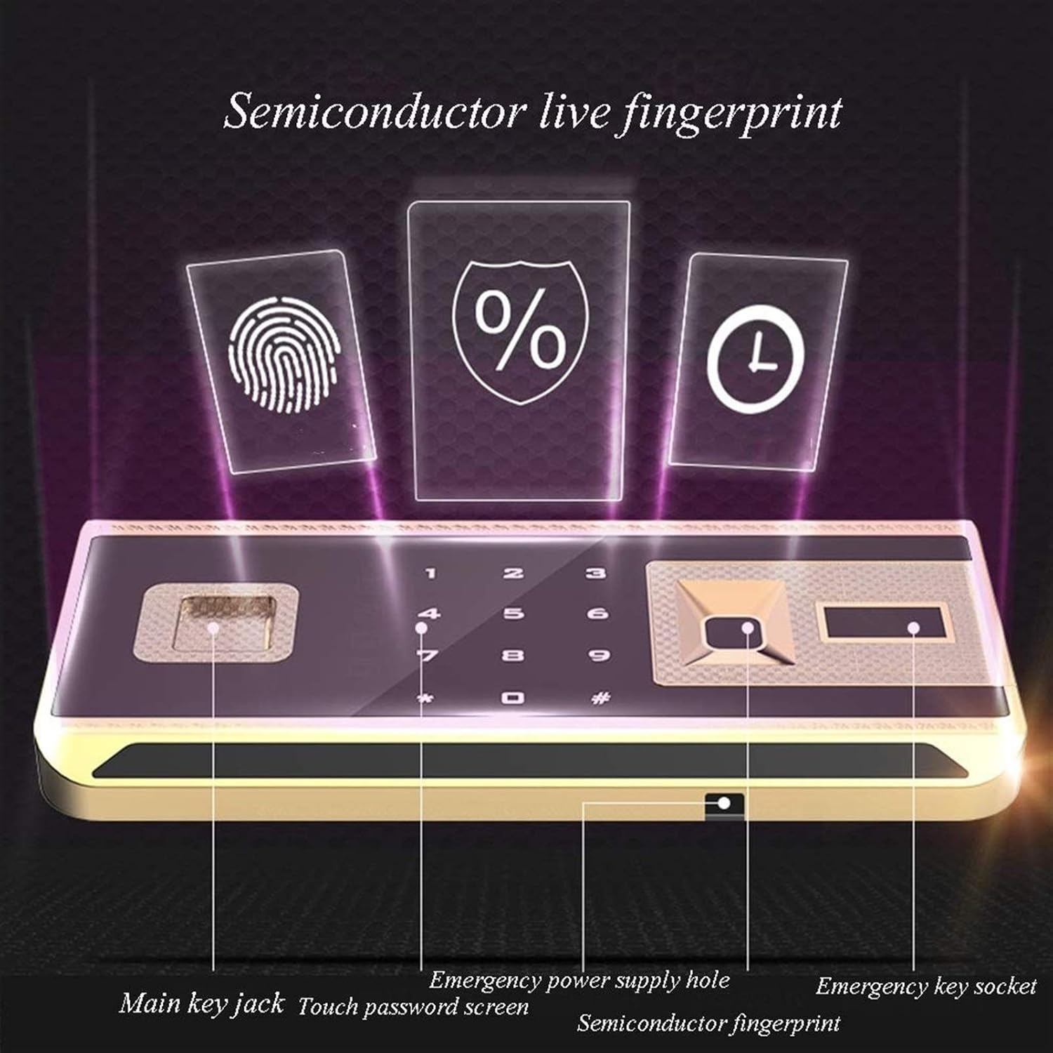 Security Biometric (Touch Screen Fingerprint Password) (Color : Gold) Safe
