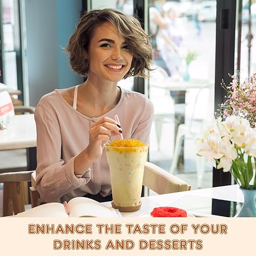 Vista 16 de Fanale Perlas de fresa y mango, veganas, sin OMG, sin gluten, sin grasa, perfectas para té de burbujas, batidos, helados, postres y bebidas, 2