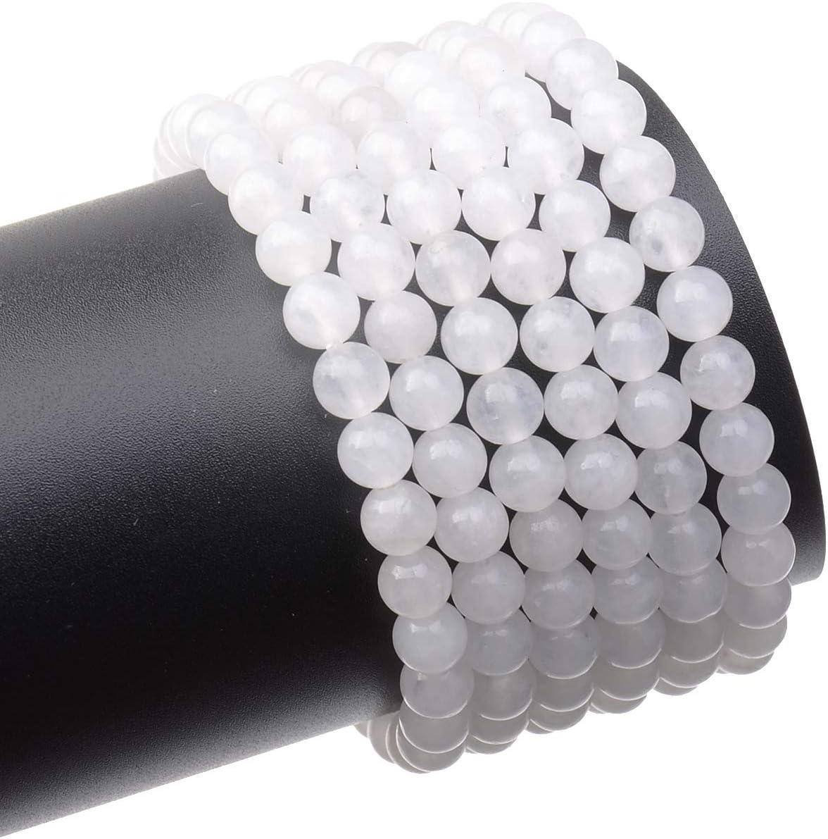 LPBeads 200Pcs Polished 6mm Round Natural White Jade Gemstone Loose Beads with Stretch Cord for Jewelry Making Bracelets - Image 3