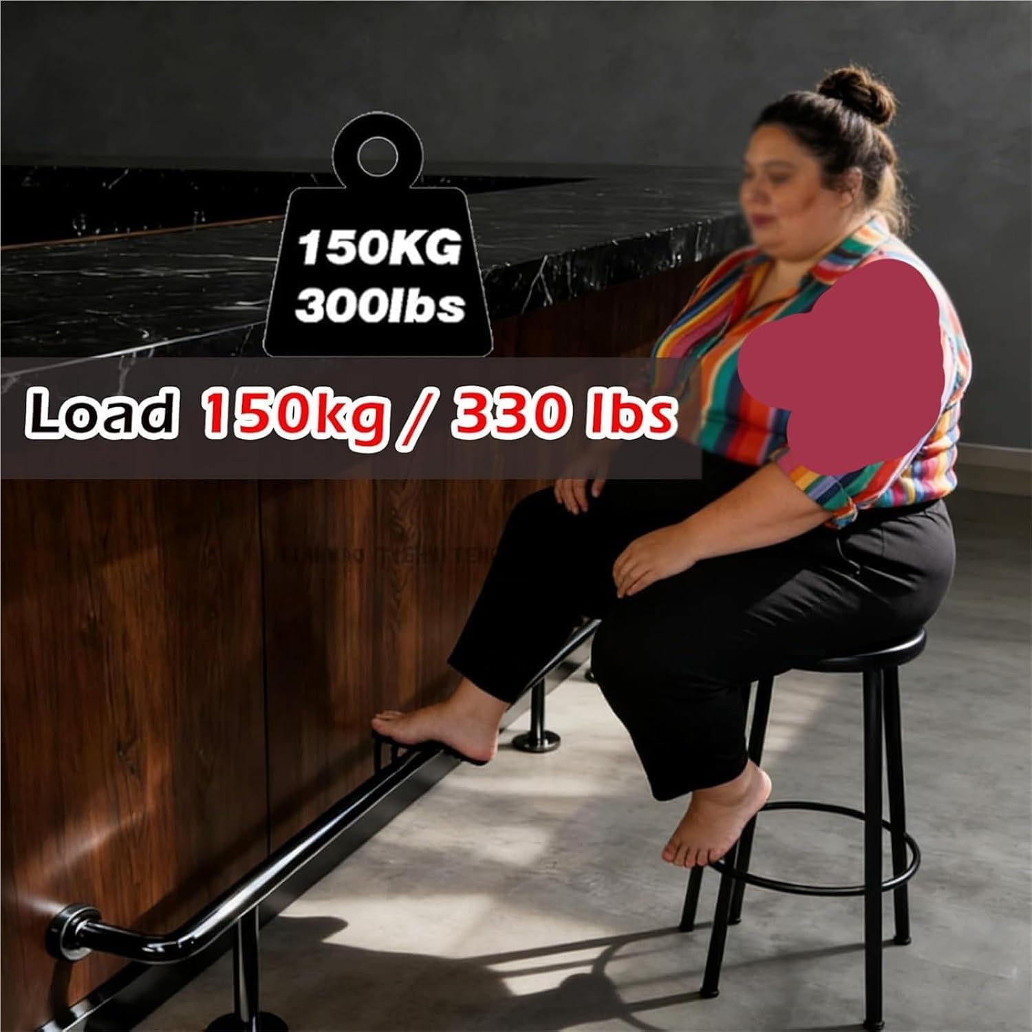 8ft Heavy Duty Stainless Steel Bar Foot Rail, Supports 300+ lbs, Complete with Strong Brackets & Mounting Hardware, Perfect for Hotels, Restaurants & Kitchen Islands