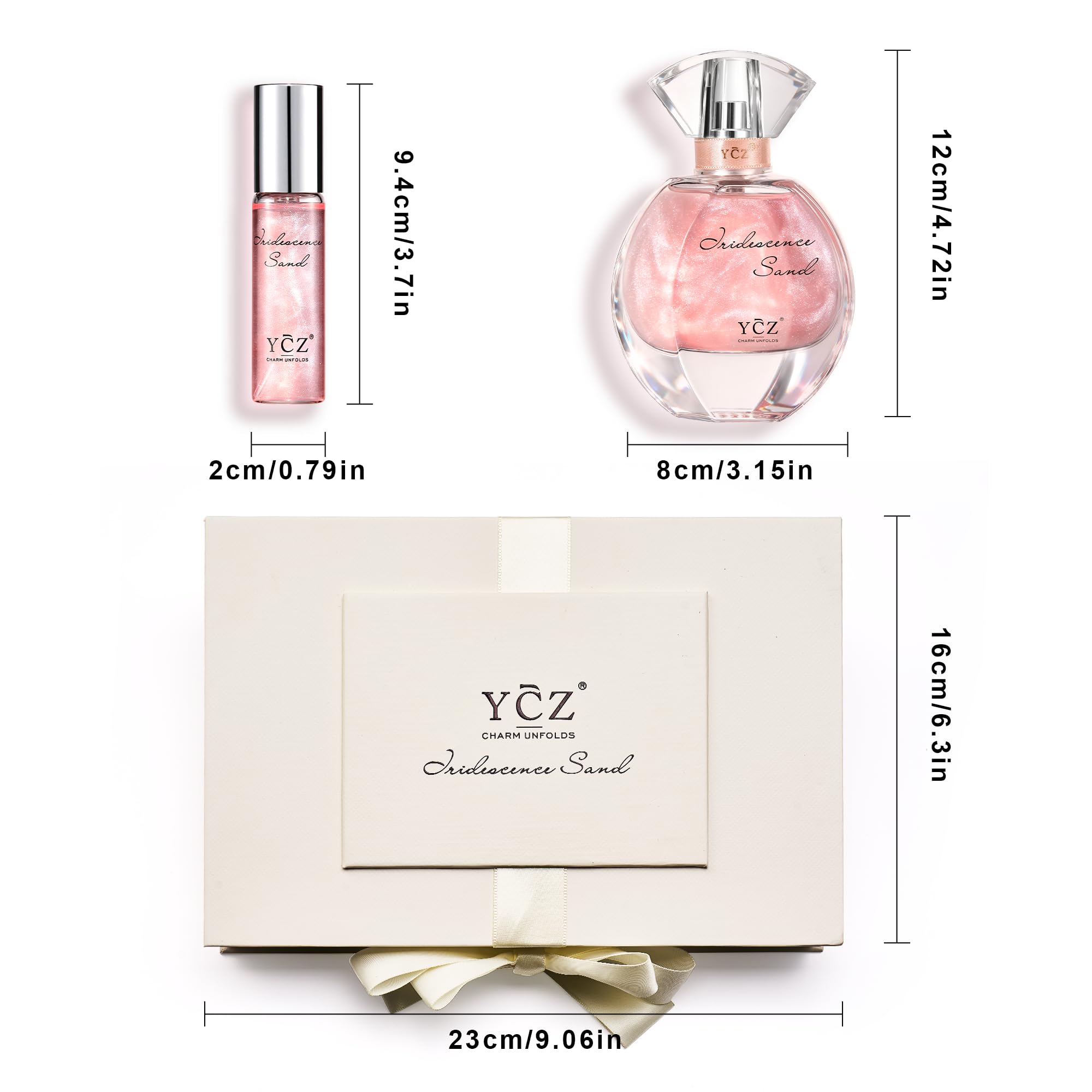 Ycz Quicksand Parfum Damen Set,Langanhaltend Eau de Parfum,Blumig-orientalischer Duft, deales Geschenk für Frauen und Mädchen(50 ml + 15 ml Reise + Duftstein)