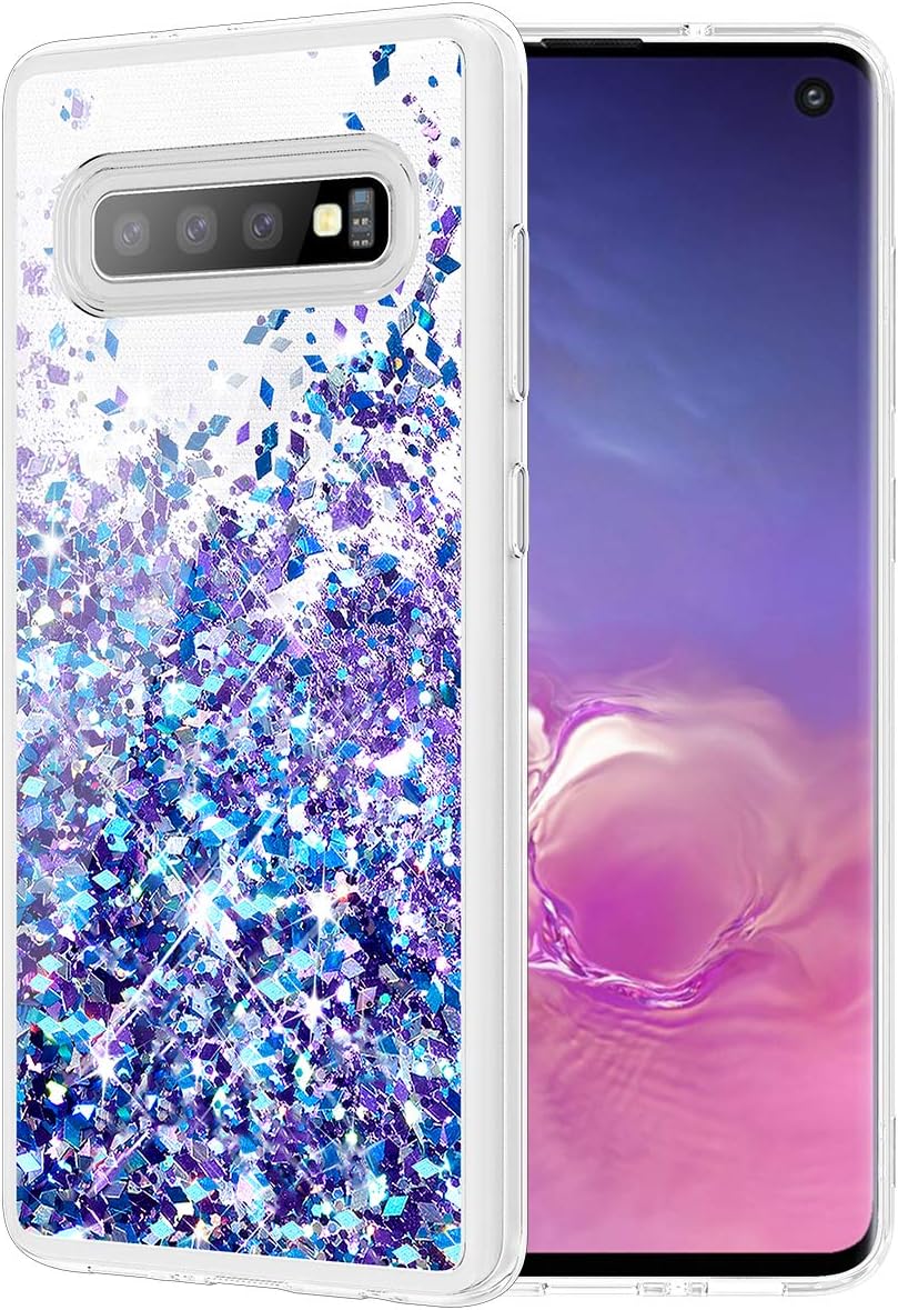 Caka Case for Galaxy S10 Glitter Case Liquid Series Luxury Fashion Bling Flowing Liquid Floating Sparkle Glitter Soft TPU Case for Samsung Galaxy S10 (Blue Purple)