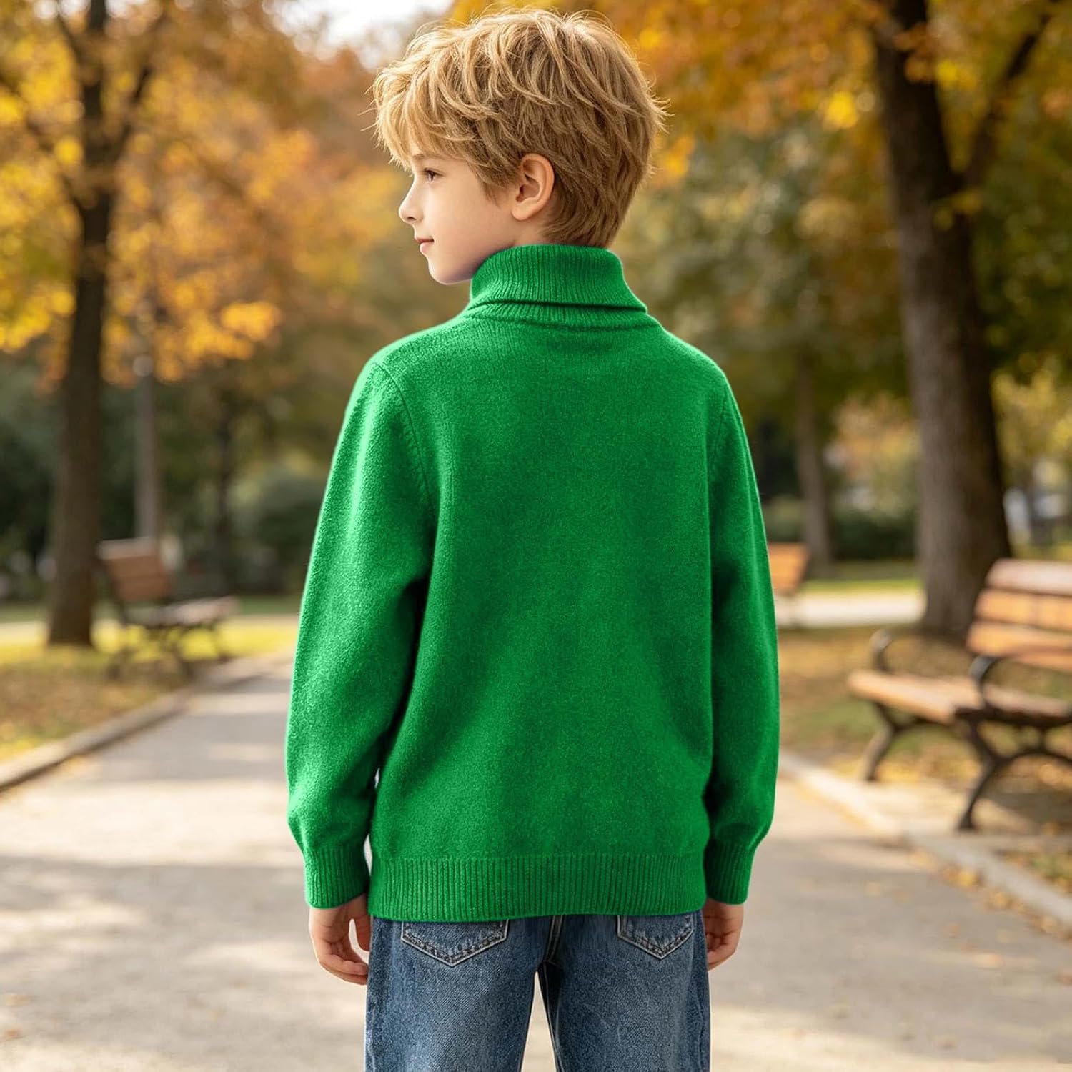 Boys Classic Turtleneck Knit Sweater Warm Winter Pullover Top