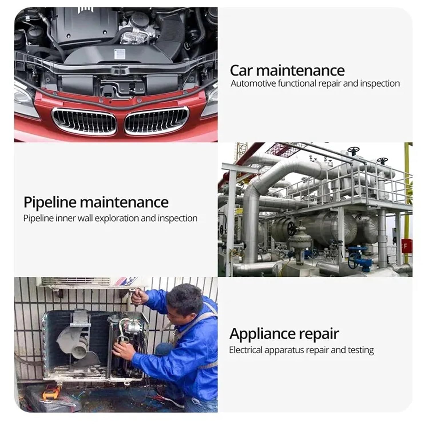 Industrial Endoscope Camera 4.3" IPS HD 1080P 5.5mm Pipe Sewer Inspection Camera Borescope for Car with Flashlights(2m)