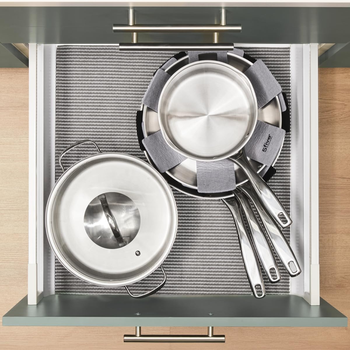 Five - Sauteuse en INOX Haute qualité avec Couvercle en Verre D 28 cm Tous Feux y Compris Induction