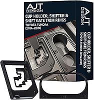 Vista 1 de AJT DESIGN Cup Holder, Gear Shifter, & Shift Gate Trim Rings for Toyota Tundra (2014-2021) Matte Black Chrome Delete Kit Made with Impact