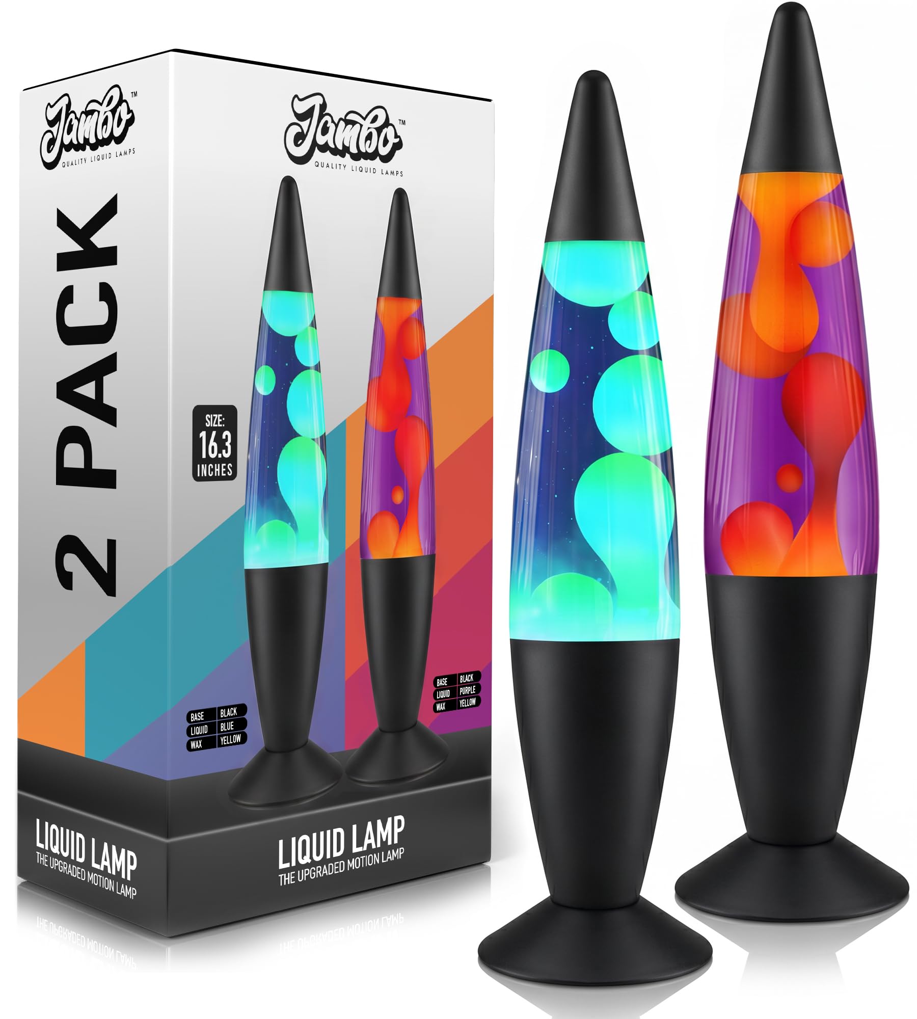 JAMBO 2 Pack- 16" Beautiful Lamp- Relaxing Liquid Lamp, Night Light Nightlight, Lamps for Adults Teens Kid