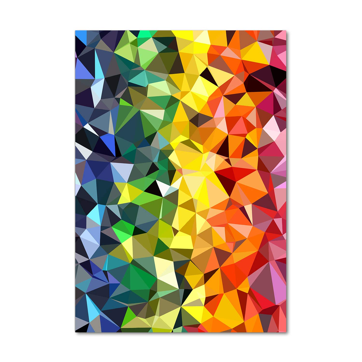 Tableau sur verre 70x100 cm Tulup multicolore avec fond géométrique art moderne salon