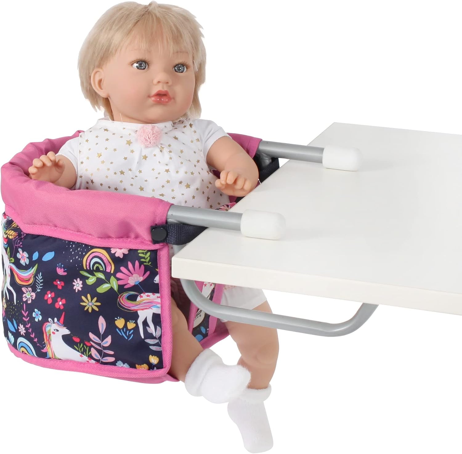 Bayer Chic 2000 735-43 Table Seat 60 cm Doll's High Chair Unicorn Navy Pink
