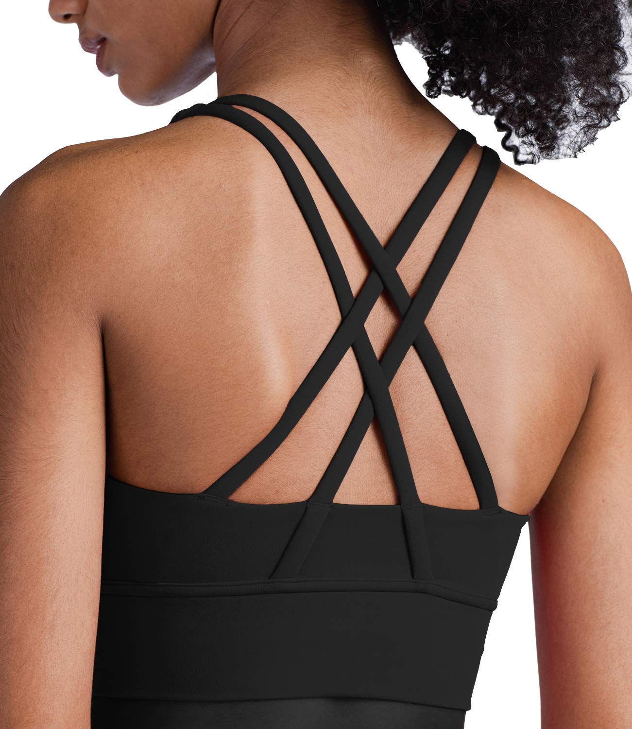 Lavento Strappy Sports Bras for Women Longline Padded Medium Support Yoga Training Bra Top