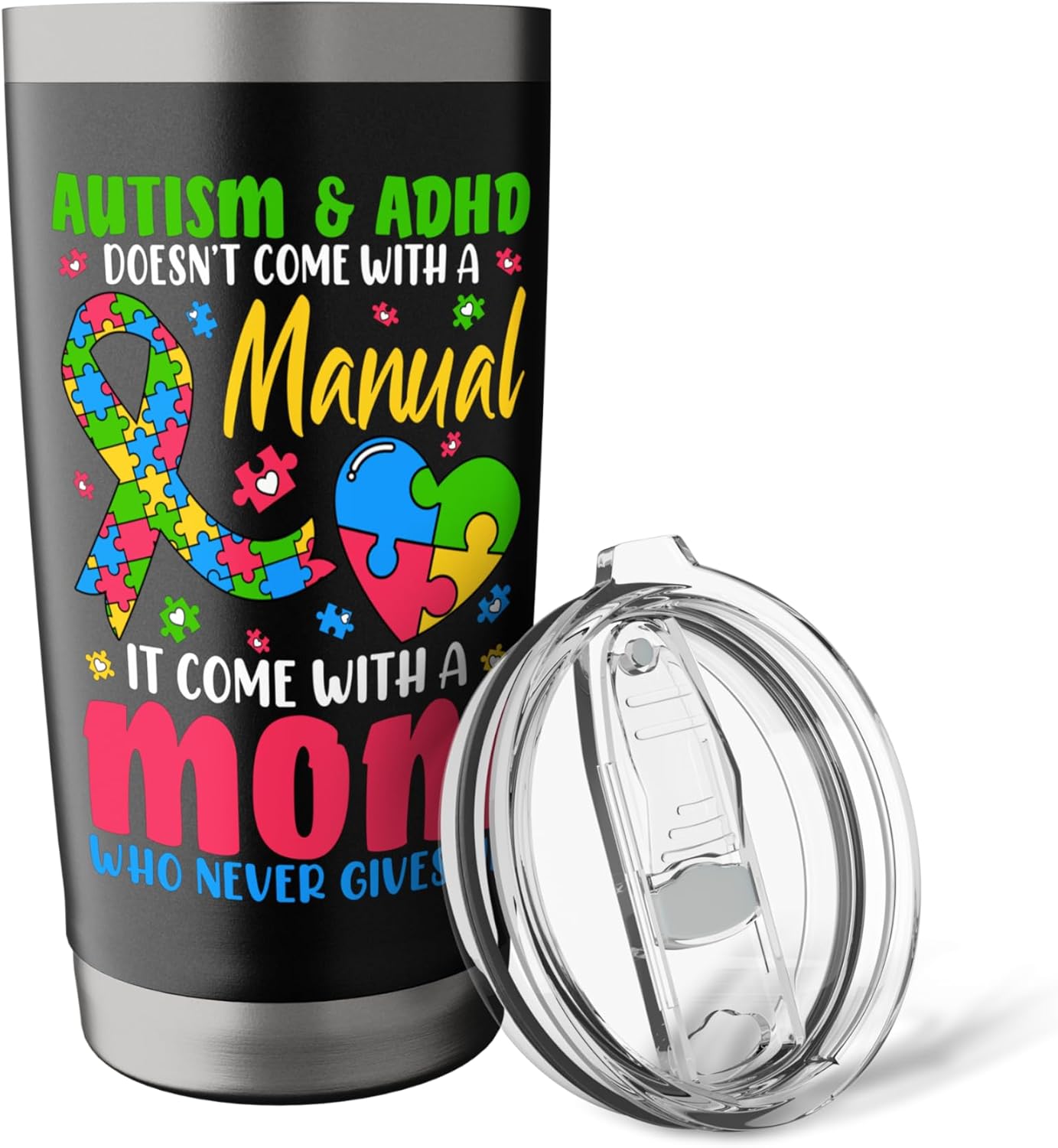 Autism And Adhd Doesnt Come With A Manual It Come With A Mom Stainless Steel Insulated Tumbler - Image 5