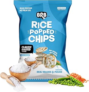 BRB Rice Popped Chips | Classic Salted Flavour | Not Fried. Not Baked | High Protein | 50% Less Oil, No Palm Oil, Healthy Snack | 48g/54g Pack (weight may vary)