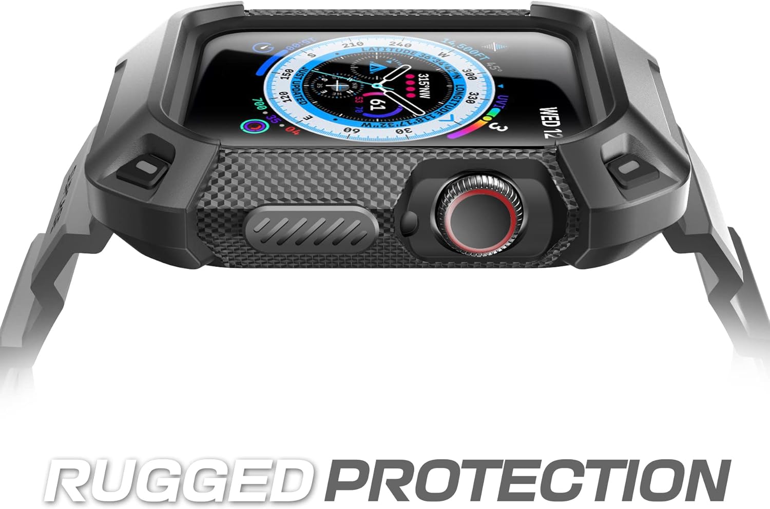 SUPCASE for Apple Watch 9/8/7/6/5/4/SE 45/44mm Case with Band (Unicorn Beetle Pro), [Anti-Scratch] [Bumper Protector] Rugged Men Cover with Adjustable Strap Band for iWatch SE 3/2/1, Black - Image 3