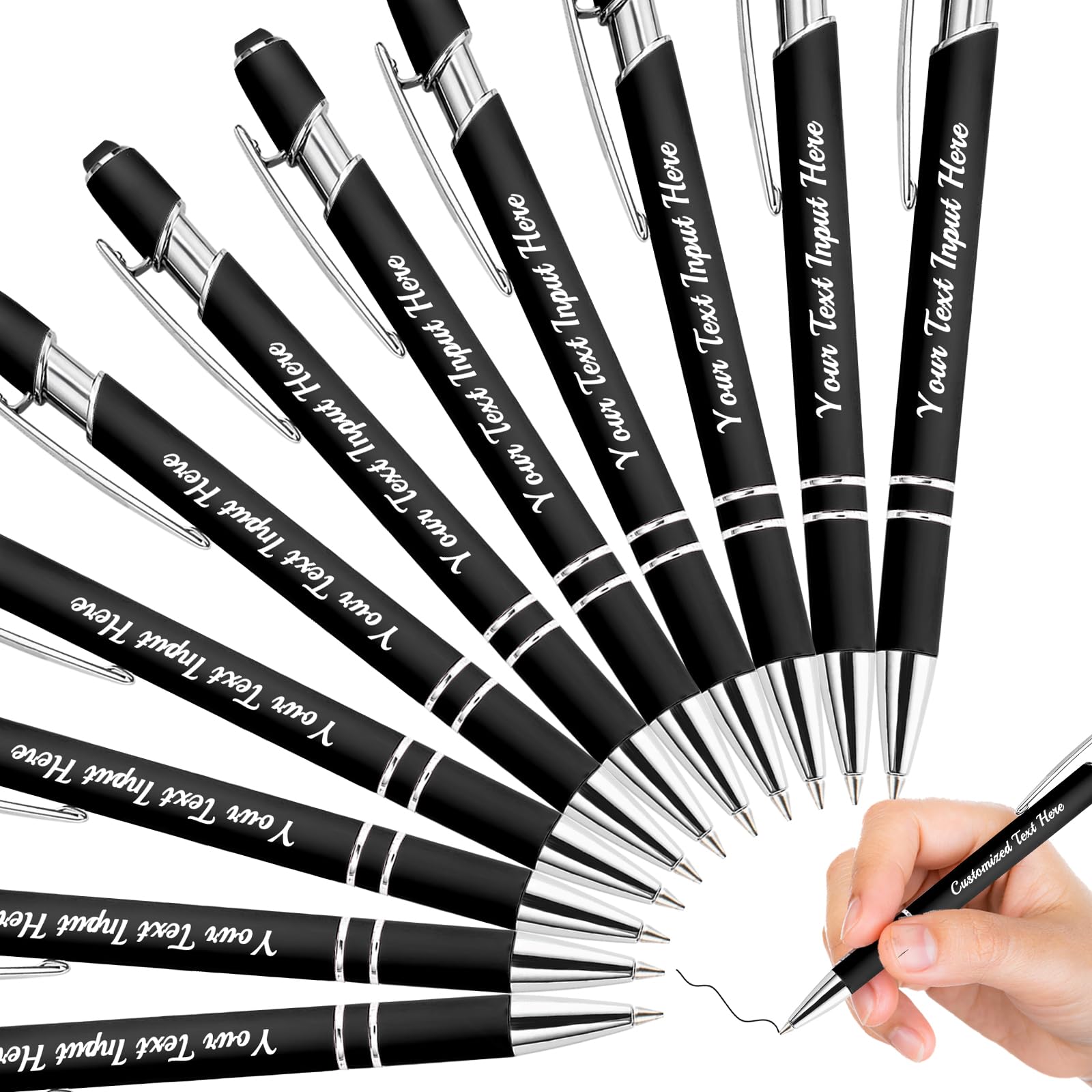 Personalized Pens with Name Custom Ballpoint Pens Bulk Customized Engraved Pen Stylus for Business Graduation Black Ink Advertising