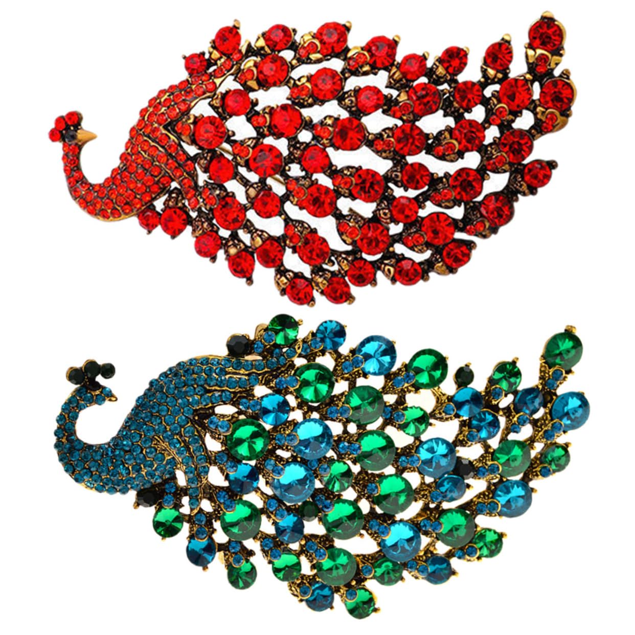 LIFKOME 6piezas Rhinestone Peacock Brooches Broches Decorativos De Para Mujeres Accesorios Elegantes Para Vestidos y Escotes