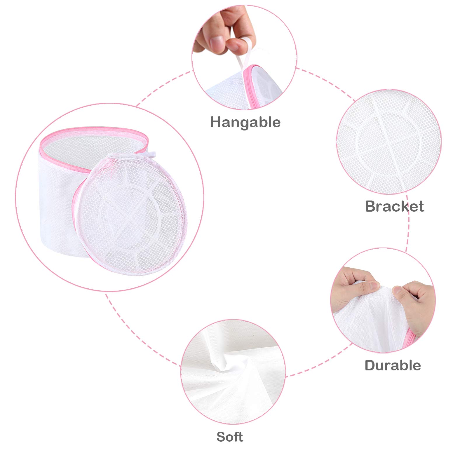 3 Stück BH Waschbeutel - 17x15cm, Mesh-Netz Für Waschmaschine, Unterwäsche Schutz