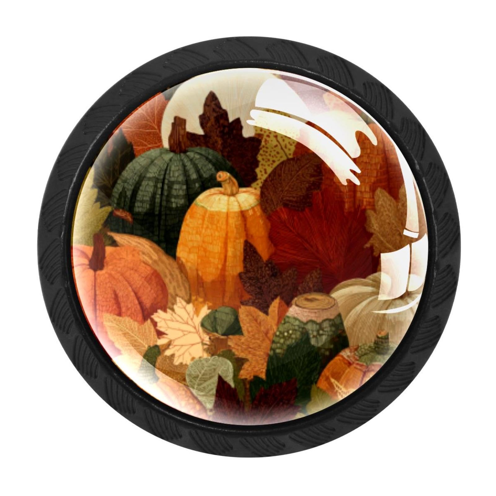 CHENZZZZ 4 Pack Cabinet Handles Black Fall Pumpkins Leaves (1) Cabinet Knobs Draw