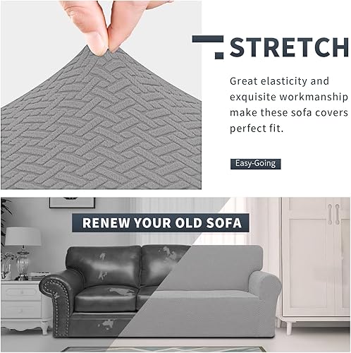 Miniatura 3 de Easy-Going Funda elástica de jacquard para silla, funda de sofá suave de 1 pieza, funda de sofá con espumas antideslizantes, protector de muebles