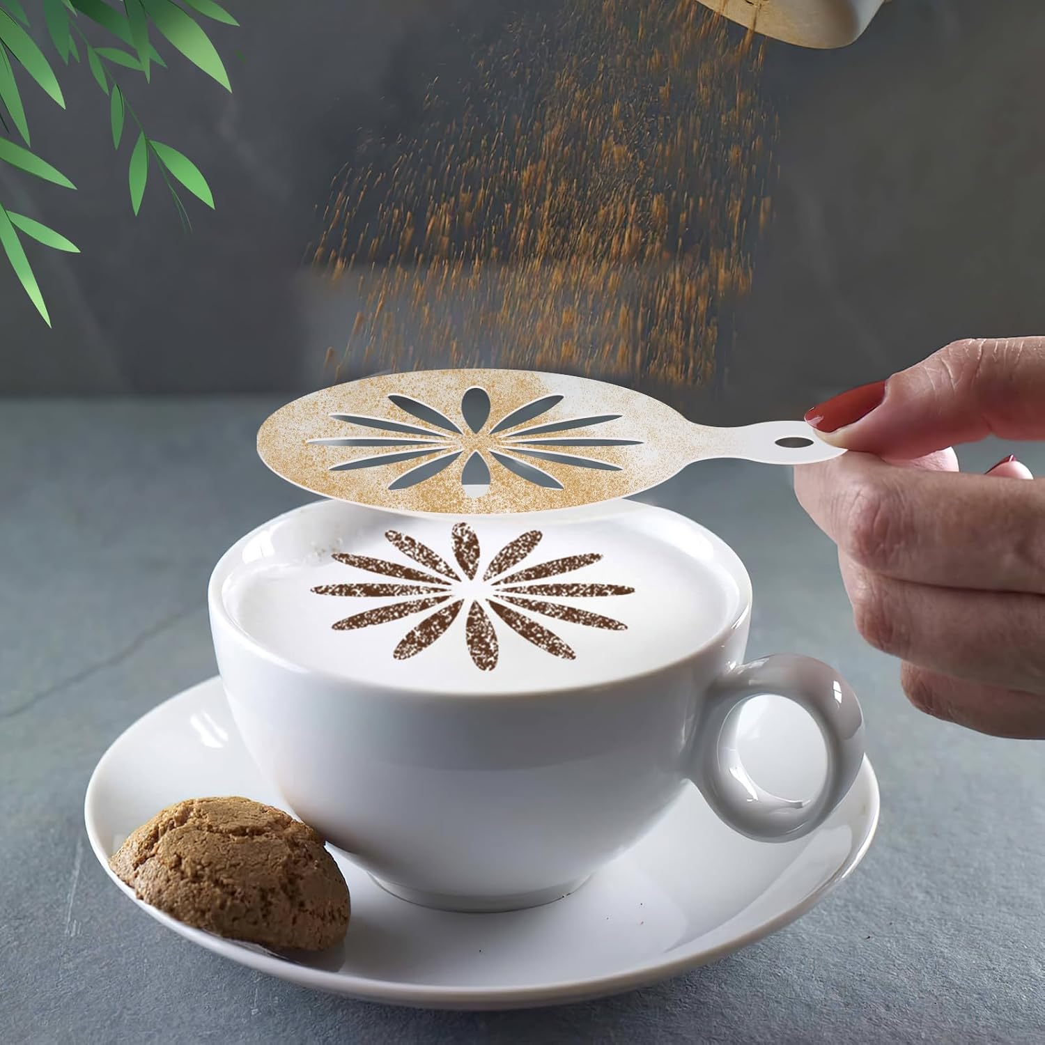 Konsait 20 Pack DIY Coffee Stencils Latte Art Templates for Decorations Reusable Cake Cookie Stencils,Includes Designs for Painting Butterfy, Flowers, Bunny, Bird,Perfect for Party Supplies