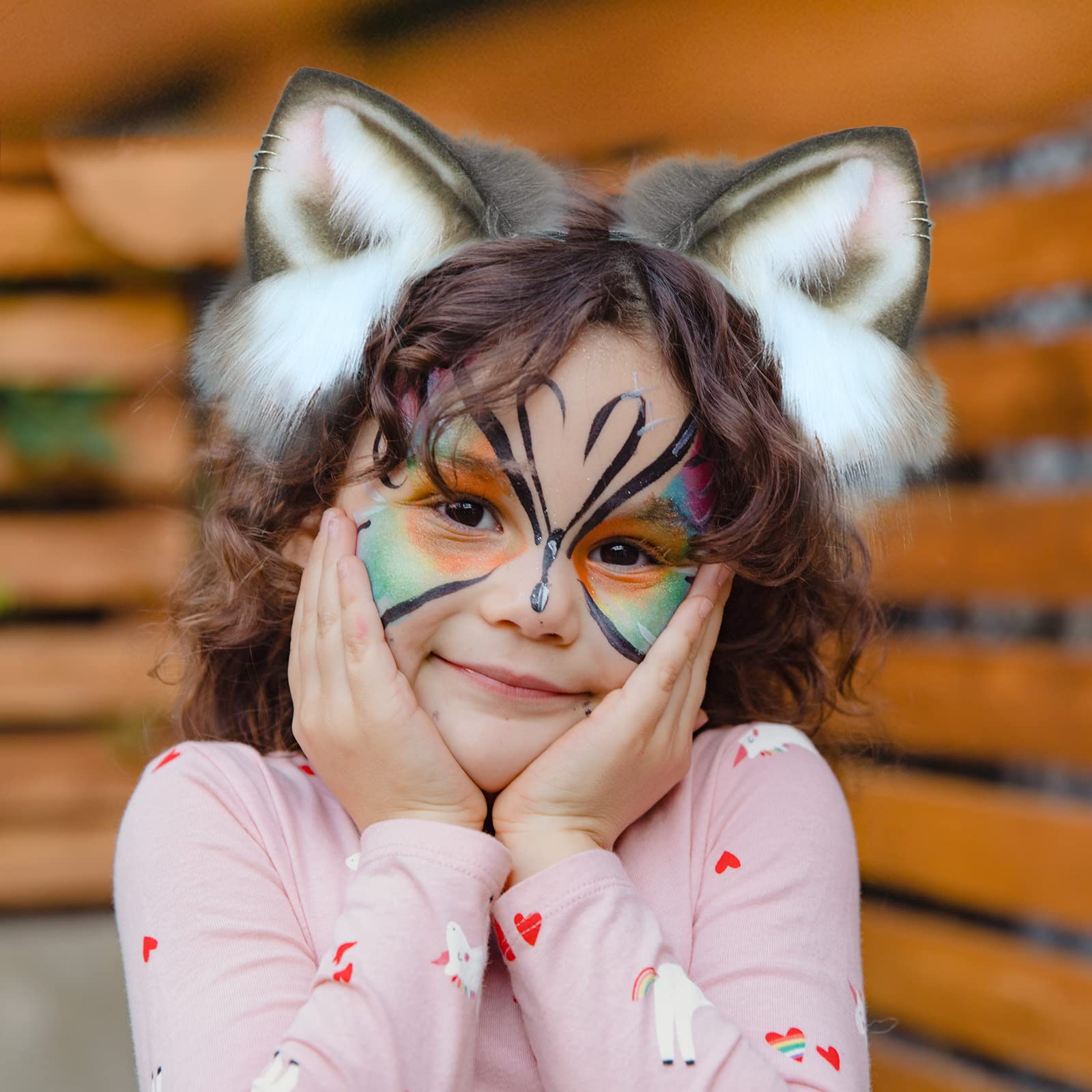 Dodheah Cat Ear Headband Fox Wolf Animal Ear Cosplay Hairband Anime Hair Accessories for Women Daily Decoration Party Khaki - Image 4