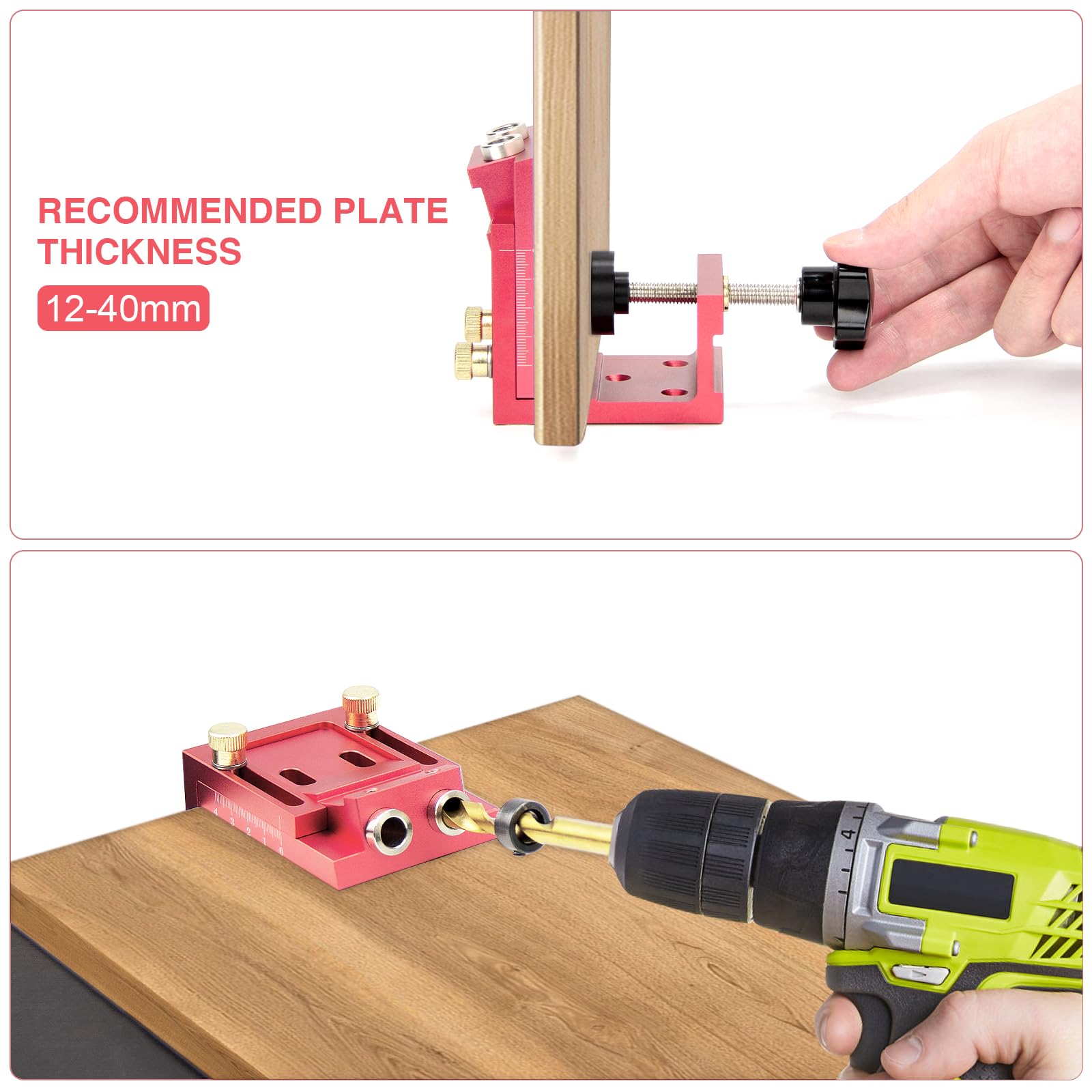 Pocket Hole Screw Jig Kit, Metal Pocket Screw Jig 15 Degree Drilling Locator - Image 4