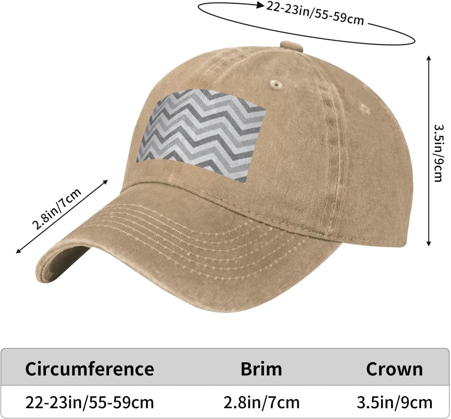 Gray Stripe Print Cowboy Hat Personalized Baseball Cap Fashion Hat Cap Funny Gifts for Women Men