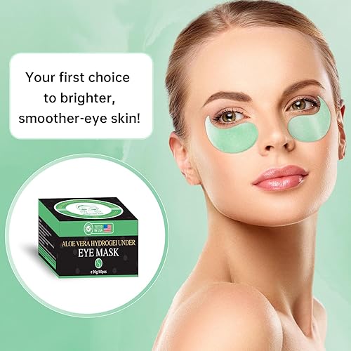 Miniatura 8 de Máscaras de ojos de aloe vera, 60 unidades, reducen los ojos hinchados y las ojeras, reafirman y mejoran la piel debajo de los ojos, extractos