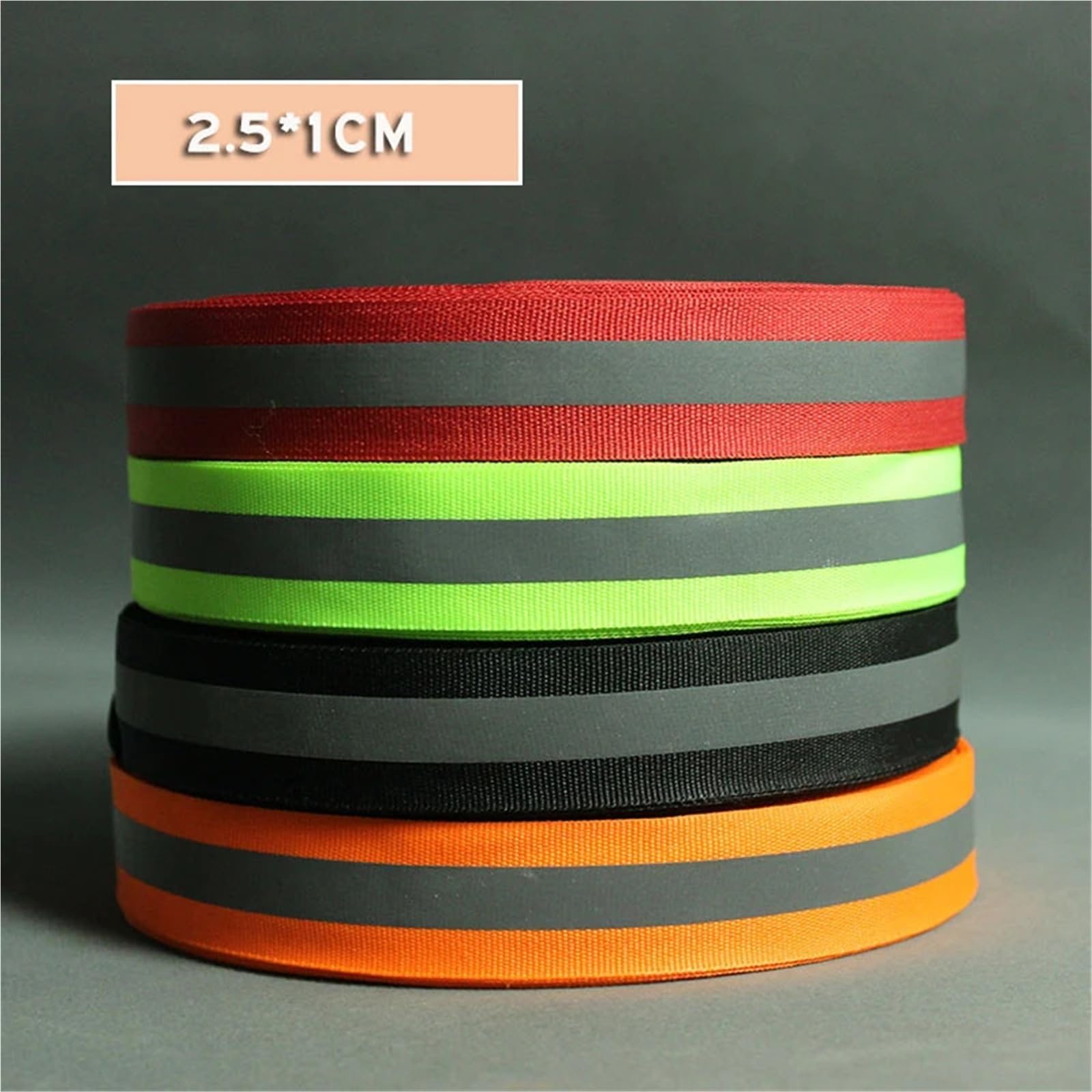Brassard Réfléchissant Ruban en Tissu réfléchissant Fluorescent, 50 mètres, 2.5cm x 1cm de Largeur, Bande Sangle, Bordure tressée, Garniture Cousue sur Les Accessoires vêtement