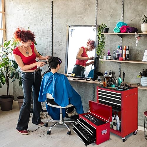 Miniatura 6 de Caja de herramientas con ruedas de 13 cajones, organizador de caja de herramientas con ruedas, armario de almacenamiento de herramientas grande con