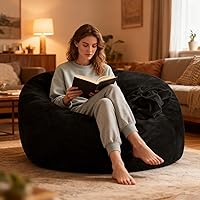 Vista 5 de Puf para adultos, 3 pies, puf con relleno, de espuma viscoelástica, puf de felpa, mueble para sala moderna, adecuado para dormitorio, balcón