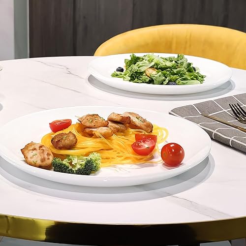 Miniatura 3 de Juego de 4 platos llanos, platos blancos de vidrio templado, juego de platos redondos de 10-12 pulgadas, juego de platos de vidrio aptos para