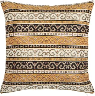 Southwestern Pattern Throw Pillow Covers Mustard Yellow and Black - 16 x 16 Inches Square Kilim Pillows, Boho Room Decor for Sofa, Bohemian Outdoor Case for Farmhouse, for Window Seat