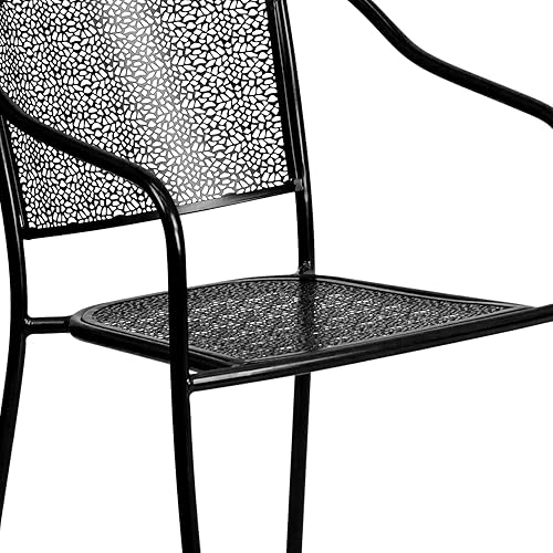 Miniatura 8 de Flash Furniture Silla de brazo de acero para interiores y exteriores de grado comercial con respaldo redondo