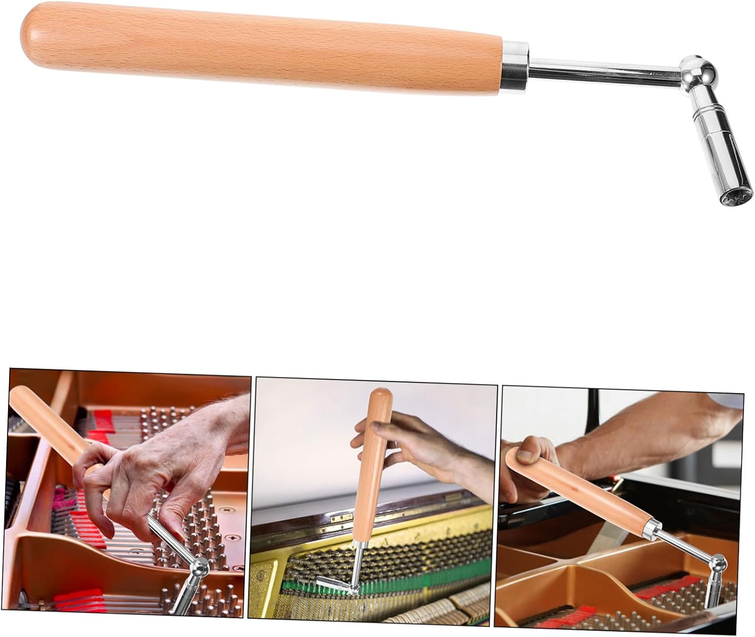 Piano Tuning Spanner Tool with Wood Handle for Portable Use