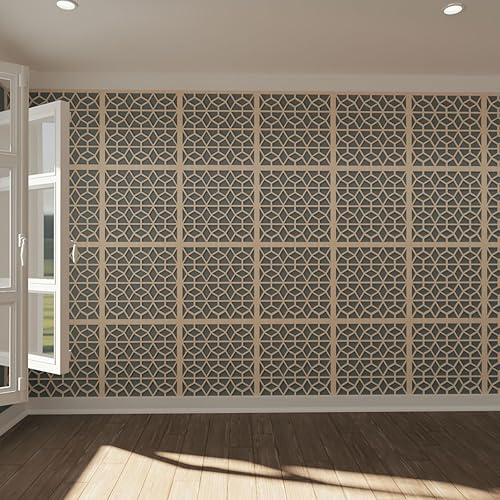 23 38 pulgadas de ancho x 23 38 pulgadas de alto x 38 pulgadas de alto, grandes paneles de pared de madera de calado decorativo Akron, roble rojo