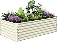 Vista 8 de SnugNiture Cama de jardín elevada galvanizada de 4 x 4 x 1 pies, caja de metal grande para exteriores, kit de acero para plantar verduras, flores