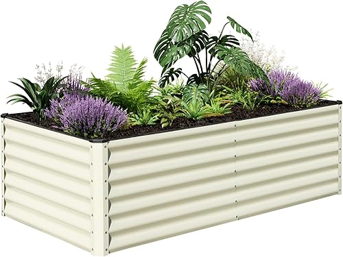 Miniatura 8 de SnugNiture Cama de jardín elevada galvanizada de 4 x 4 x 1 pies, caja de metal grande para exteriores, kit de acero para plantar verduras, flores