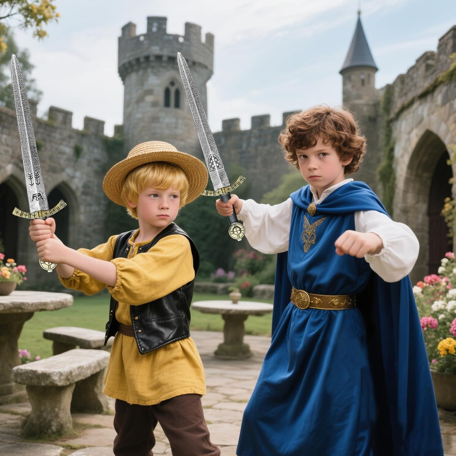 quescu 2pcs Knight Toy Sword,Plastic Roman Sword for Medieval Warrior Costume Accessories,Halloween Cosplay LARP,Props - Image 4