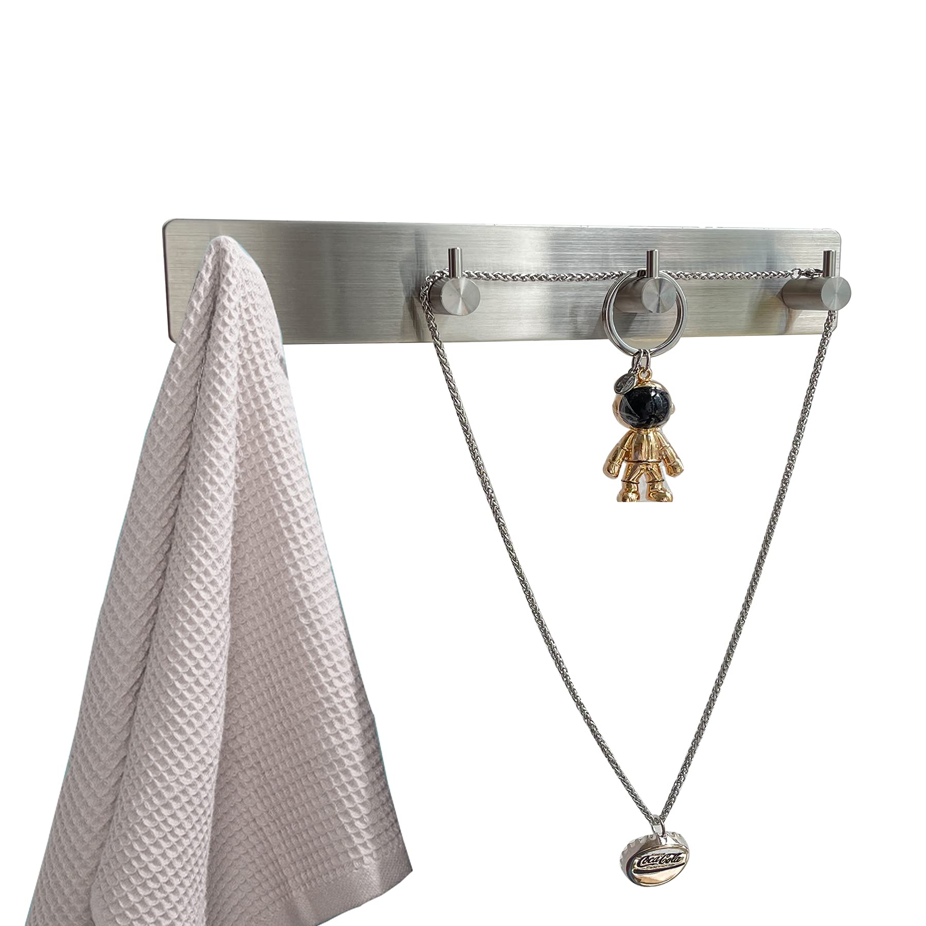 AXBUS Wall Mounted Key Holder,4 Key Hooks for Wall Decorative,Adhesive Key Organizer Key Hanger for Entryway, Kitchen, Bedroom,Bathroom - (Silver, 4