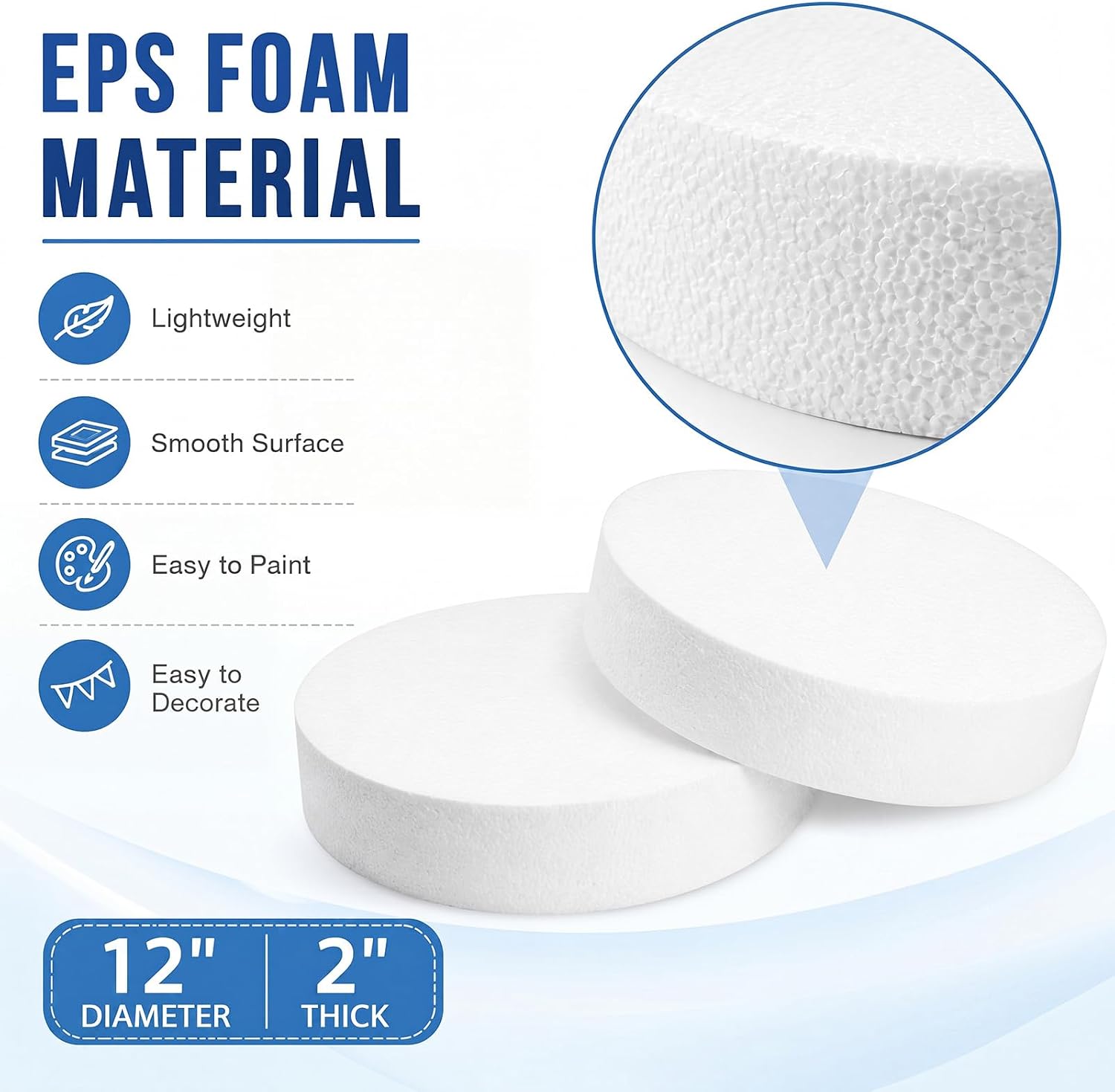 Marsui 2 Pcs 12x2in Foam Circles for Crafts Round Floral Foam