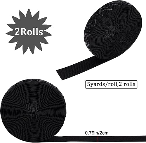 Miniatura 2 de GORGECRAFT Banda elástica de silicona antideslizante negra de 10 yardas, 0.8 pulgadas, 0.8 pulgadas, 0.787 in, cinta de agarre ondulado, cinta