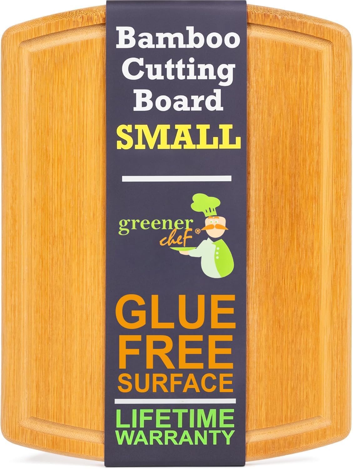 Greener Chef Safest No Glue Small Bamboo Cutting Board 12 Inch – Lifetime Replacements, Family-Friendly Organic Wood Cutting Boards for Kitchen - Wood Cutting Board and Chopping Board