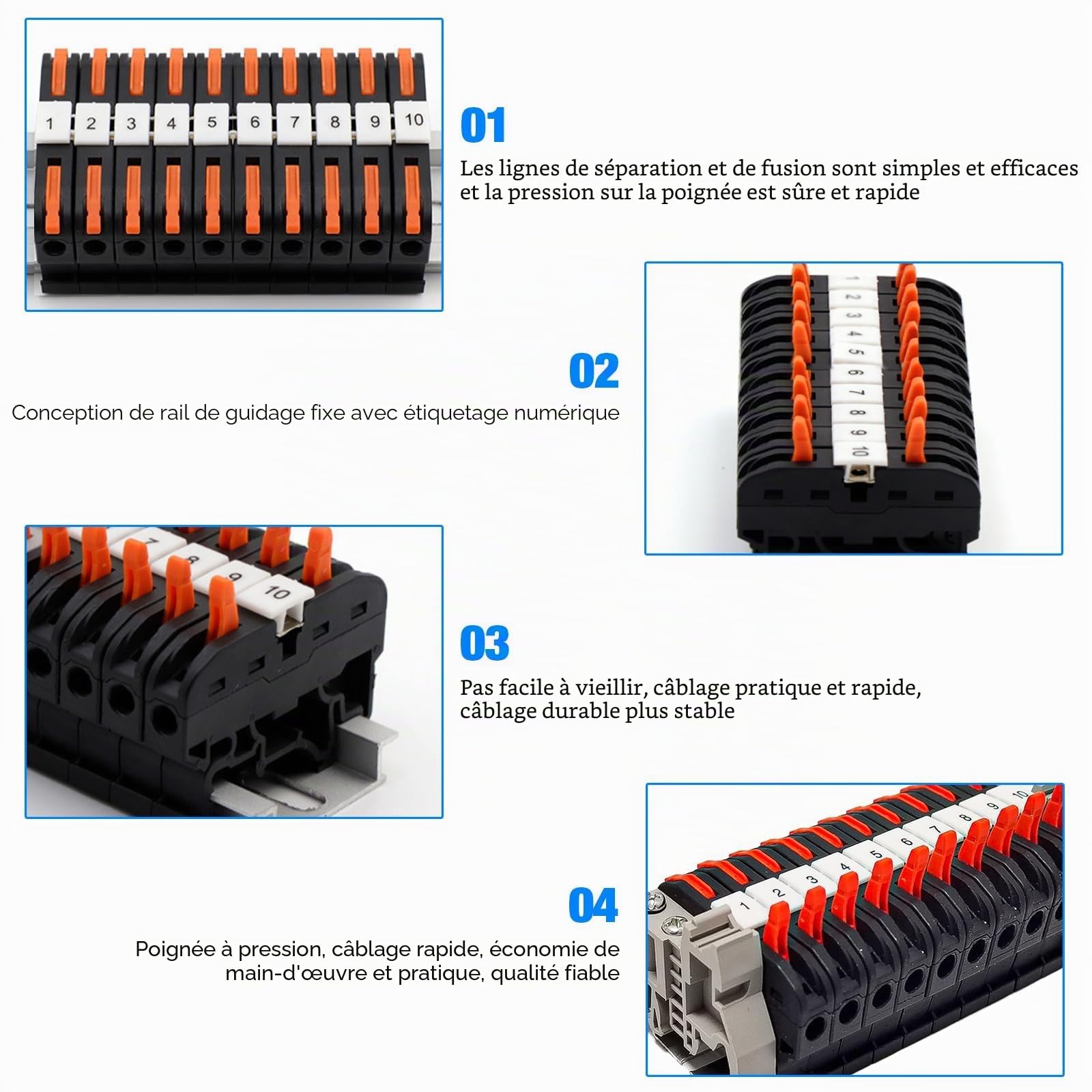 60 Pièces Bornier Electrique, Bornier Electrique Terre, Connecteur Electrique Rapide, Borne de Connexion électrique, Borne de Connexion électrique, pour Projets de Bricolage Câblage