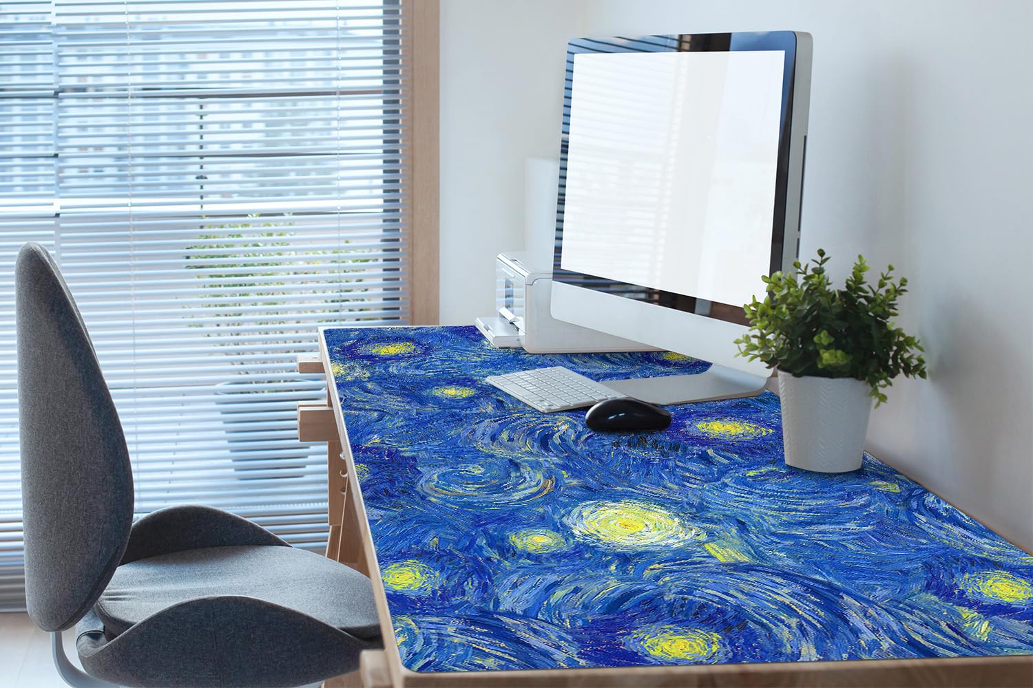 Sottomano da Scrivania 120x60 cm Superficie Protettiva per Ufficio e Casa in Vinile PVC Facile da Pulire Impermeabile Antiscivolo Protezione e Decorazione - Mandorlo in fiore