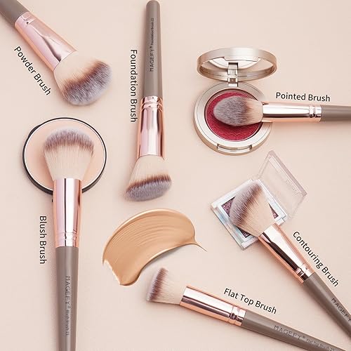 Miniatura 4 de Brochas de maquillaje, 28 piezas de brochas de maquillaje profesionales de alta calidad sintética para la cara, rubor, sombra de ojos puntiaguda,