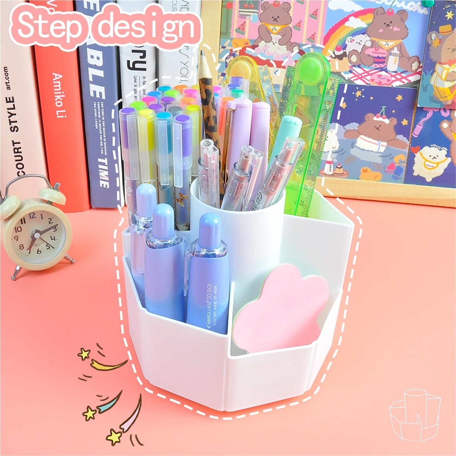 Pencil Holder 1pc Multifunktionaler 360-Grad-Schwenk-Bleistifthalter Kreativer Desktop-Organizer mit hoher Kapazität Schul- und Bürobedarf(Blue)