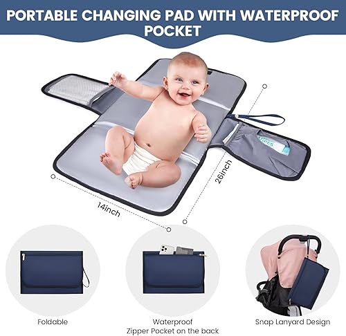 Miniatura 5 de LOVEVOOK Mochila para pañales, bolsa de bebé acolchada con cambiador y soporte para chupete, bolsas de pañales de viaje impermeables con puerto de