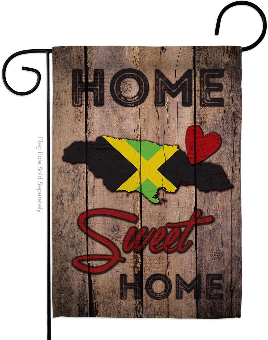 Country Jamaican Hogar Dulce Garden Flag Set Wall Holder Regional Nationality Nation International World Particular Area Small Decorative Gift Yard House Banner Double-Sided Made In USA 13 X 18.5
