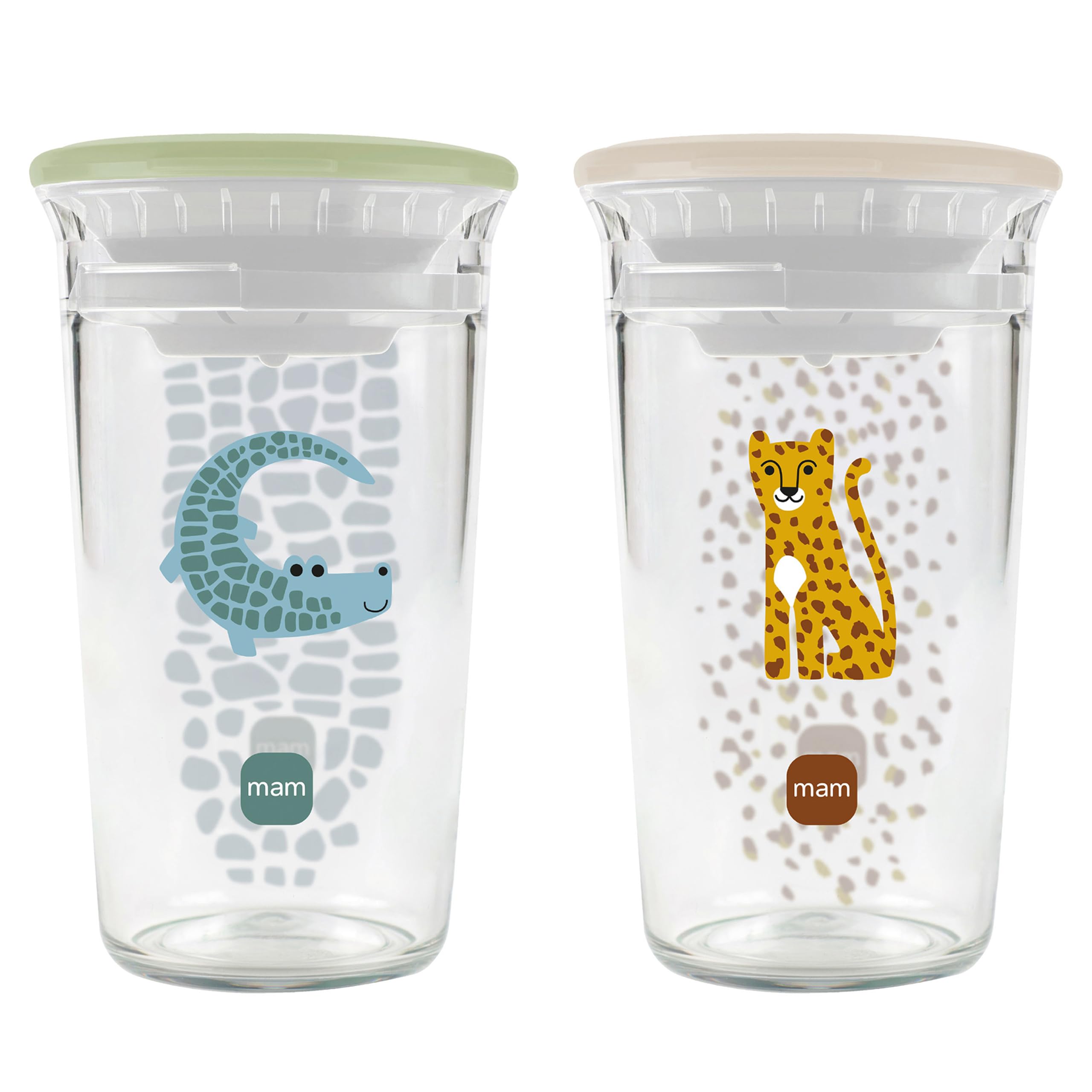 MAM Easy to Drink Cup 2er-Set | 360° Trinklernbecher ab 8+ Mon | Auslaufsicherer Silikoneinsatz mit Ventil | BPA- & BPS-frei | leicht zu reinigen | Baby & Kinder Trinkbecher mit Glasoptik | 290 ml
